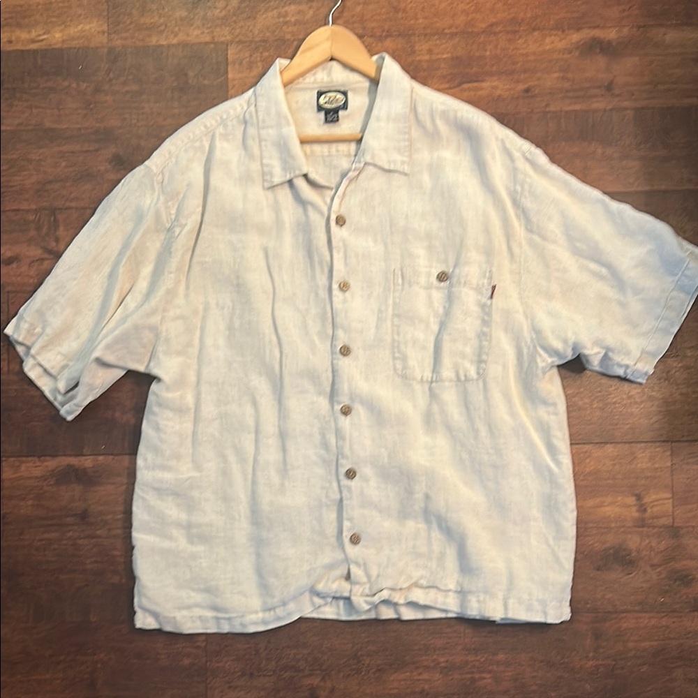 Tommy Bahama Linen Button Down Shirt cream/tan